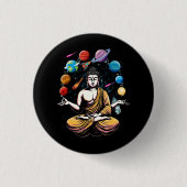 Buddha Juggling Space Planets Zen Yoga Meditation Ronde Button 3,2 Cm (Voorkant)
