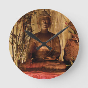 BUDDHA : Koperbeeld Ronde Klok
