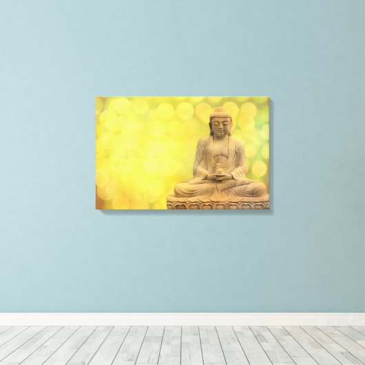 buddha light (yellow) canvas afdruk (Insitu (Houten vloer))