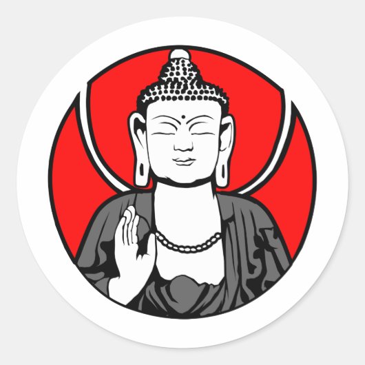 Buddha Logo Ronde Sticker (Voorkant)