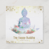 *~* Buddha Lotus AP33 Botanische Waterverf QR Vierkante Visitekaartje (Voorkant)