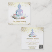 *~* Buddha Lotus AP33 Botanische Waterverf QR Vierkante Visitekaartje (Voorkant / Achterkant)