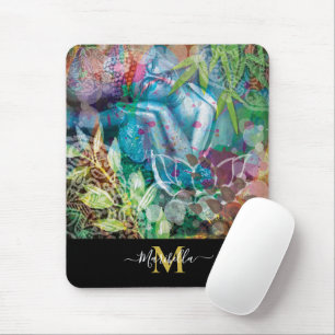 Buddha Lotus Mandala Personaliseert Monogram Boho Muismat