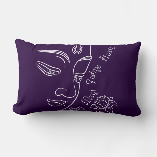 Buddha Lotus Om Mani Padme Hum White Kussen (Voorkant)