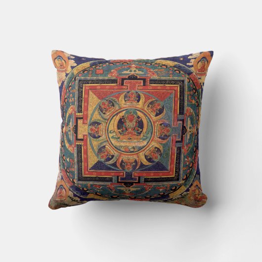 Buddha Mandala Antiek Tibetan Thanka Cushion Kussen (Achterkant)