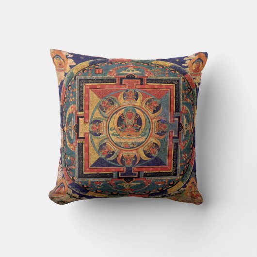 Buddha Mandala Antiek Tibetan Thanka Cushion Kussen (Voorkant)