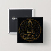 Buddha Mandala Vierkante Button 5,1 Cm (Voorkant /achterkant)