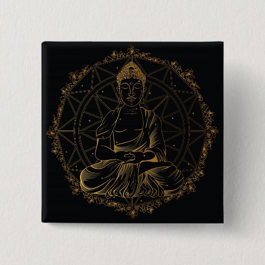 Buddha Mandala Vierkante Button 5,1 Cm (Voorkant)
