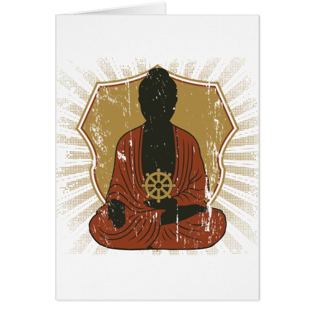 Buddha Meditating Dharma Wheel (Voorkant)