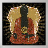 Buddha Meditating Dharma Wheel Poster (Voorkant)