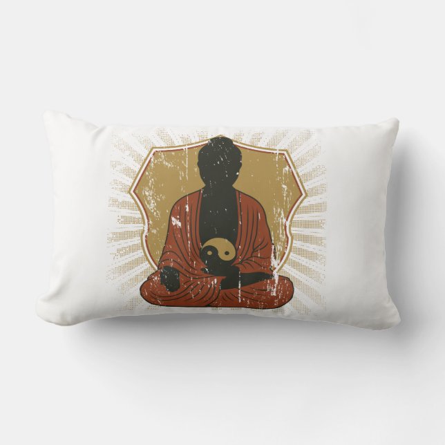 Buddha Meditating Om Symbol Kussen (Voorkant)