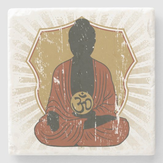 Buddha Meditating Om Symbol Stenen Onderzetter (Voorkant)
