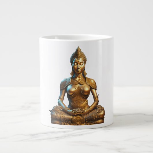 Buddha Meditation Geschenk Zen Gold Religion Indie Grote Koffiekop (Voorkant)