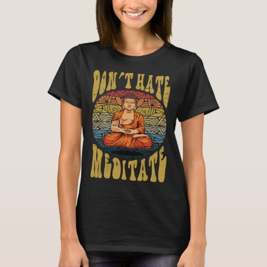 Buddha Meditation Retro Vintage Yoga T-shirt (Voorkant)