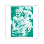 BUDDHA MET BLOOMS RUBBER STEMP  ZELFINKTENDE STEMPEL (Design)