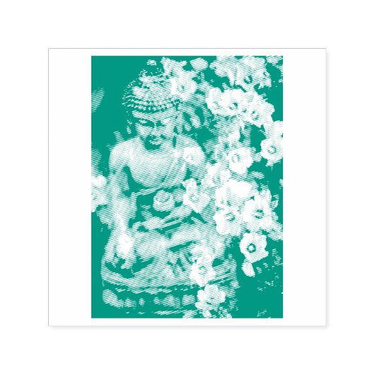 BUDDHA MET BLOOMS RUBBER STEMP  ZELFINKTENDE STEMPEL (Design)