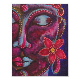BUDDHA MET EEN BLOEM FOTO AFDRUK POSTER