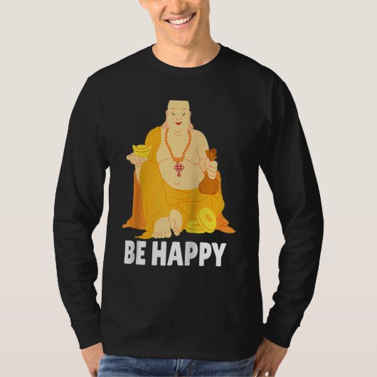 Buddha Monk Namaste Praying Pray Smile Happy Laugh T-shirt (Voorkant)