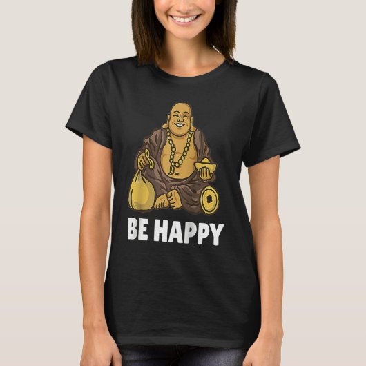 Buddha Monk Namaste Praying Pray Smile Happy Laugh T-shirt (Voorkant)