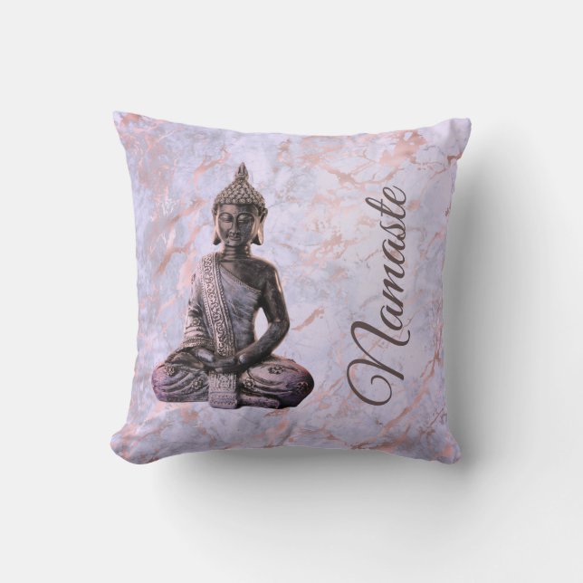 Buddha Namaste Pink Lavender Marble Kussen (Voorkant)
