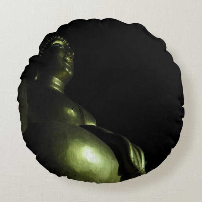 Buddha Night Rond Kussen (Voorkant)