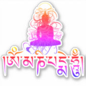 Buddha Om Mani Padme Hum Buddhist Mantra gekleurd Sticker (Voorkant)