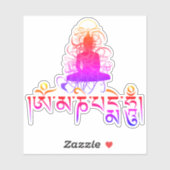 Buddha Om Mani Padme Hum Buddhist Mantra gekleurd Sticker (Vel)