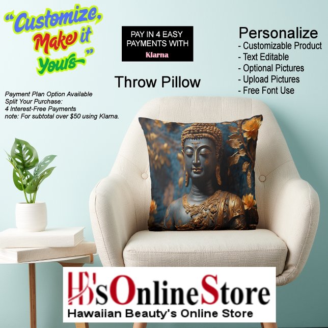 Buddha Polyester Sierkussen (Buddha Square Polyester Throw Pillow.)
