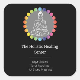 Buddha Regenboog Chakras Spiritueel Metafysisch Yo Vierkante Sticker