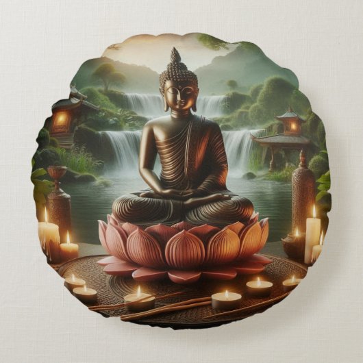 Buddha Rond Kussen (Voorkant)