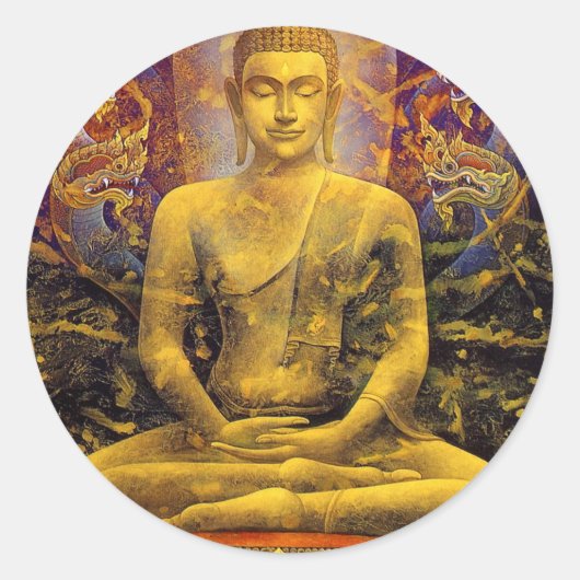 Buddha Ronde Sticker (Voorkant)