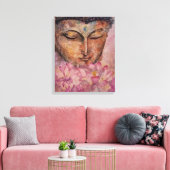 Buddha Roze Lotus Waterverf Print Verpakt Canvas (Insitu (Woonkamer))