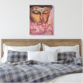 Buddha Roze Lotus Waterverf Print Verpakt Canvas (Insitu (Slaapkamer))