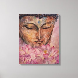 Buddha Roze Lotus Waterverf Print Verpakt Canvas