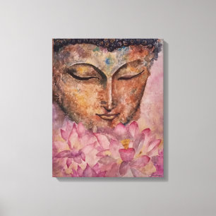 Buddha Roze Lotus Waterverf Print Verpakt Canvas