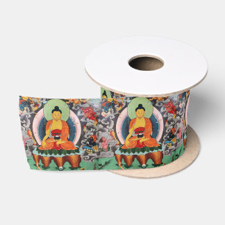 Buddha Shakyamuni lint, groot, Tibet / Nepal Satijnen Lint