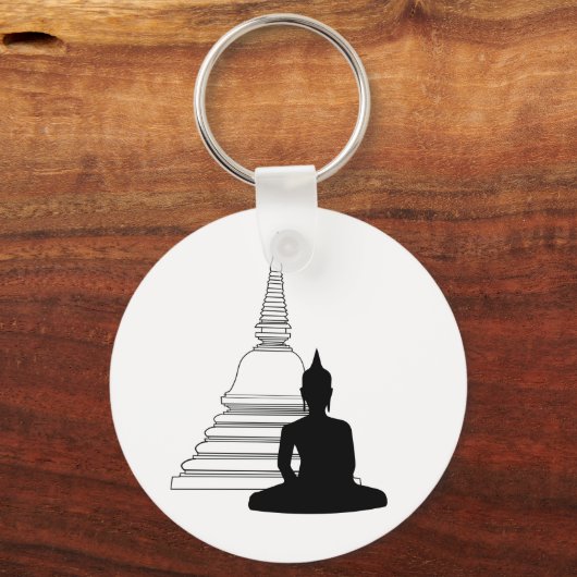 Buddha Silhouette met Stupa Sleutelhanger (Voorkant)