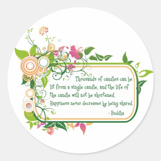 Buddha Single Candle Quote Ronde Sticker (Voorkant)