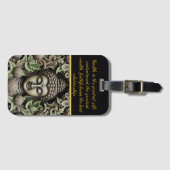 Buddha Snijwerk Met Bladeren en Bollen Bagagelabel (Voorkant (horizontaal))