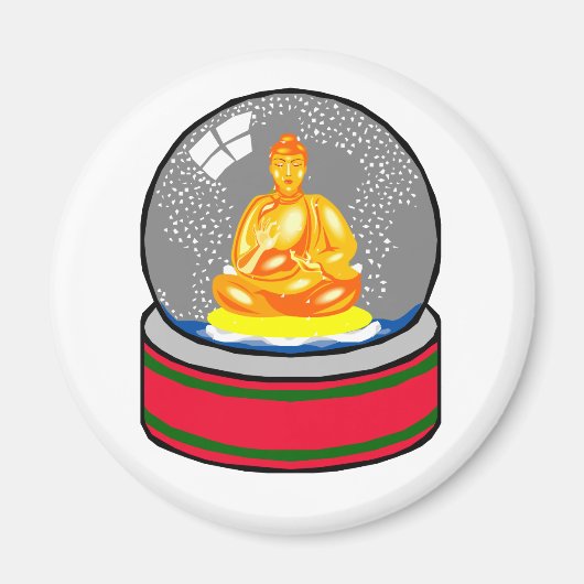 Buddha Snow Wereldbol Magneet (Voorkant)