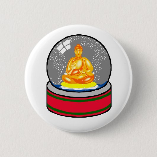 Buddha Snow Wereldbol Ronde Button 5,7 Cm (Voorkant)