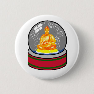 Buddha Snow Wereldbol Ronde Button 5,7 Cm