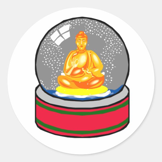 Buddha Snow Wereldbol Ronde Sticker (Voorkant)