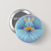 Buddha Star 3D | blauwe shine Ronde Button 5,7 Cm (Voorkant /achterkant)