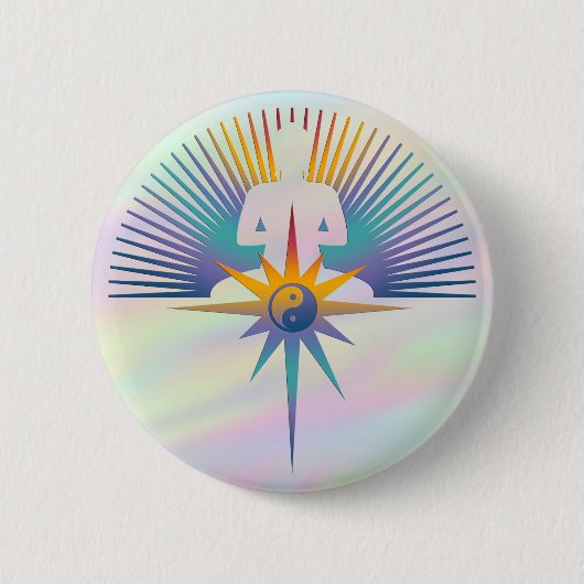 Buddha Star 3D | gekleurd licht Ronde Button 5,7 Cm (Voorkant)