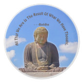 BUDDHA STATUE EN QUOTE Ceramic Knob. Keramische Knop (Voorkant)