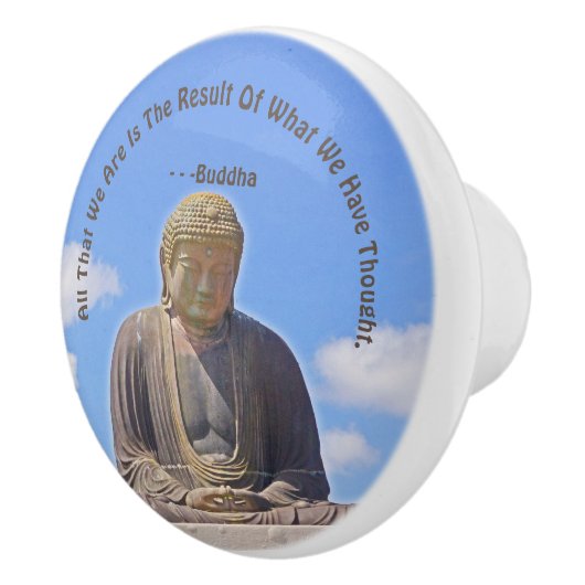 BUDDHA STATUE EN QUOTE Ceramic Knob. Keramische Knop (Rechts)