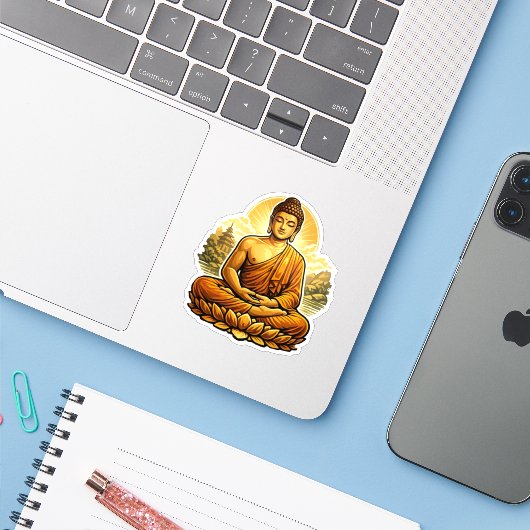 Buddha Sticker (Laptop met iPhone)