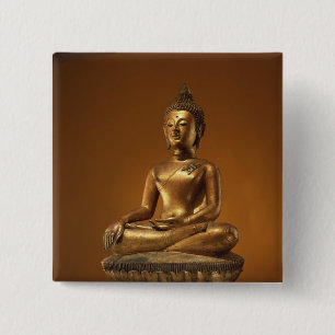Buddha Vierkante Button 5,1 Cm