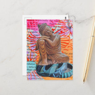 Buddha Vrede Mixed Media Collage Briefkaart